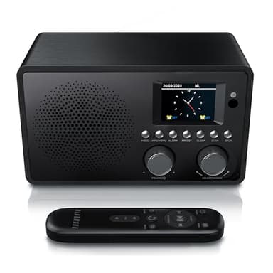 CSL - DAB+ Radio mit TFT Display und Fernbedienung - Bluetooth DAB Plus Radiowecker – DAB DAB+ FM-Radio – 40 Speicherplätze – Automatischer und manueller Suchlauf – Equalizer – USB-Datenport – AUX in