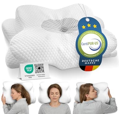 Orthopädisches Nackenstützkissen bei Nackenschmerzen aus hochwertigem Memory Foam - Ergonomisches Nackenkissen - Kopfkissen für Seiten-, Rücken- & Bauchschläfer - waschbarer Bezug bei 40°C