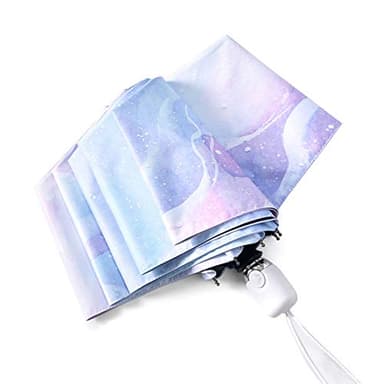 choedii Sonnenschirm, UV-Schutz, kompakt, tragbar, automatischer Sonnenschirm, Regenschirm, für Spaziergänge, Frauen, wasserdicht, zusammenklappbar, Nebel-Design, 27,9 cm, 0,4 kg, Violett