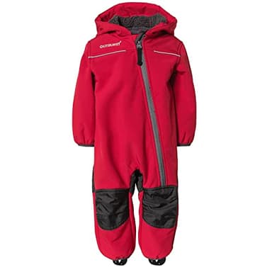 Outburst - Baby Kinder Jungen Softshell-Overall Schneeanzug gefüttert wasserdicht 10.000 mm Wassersäule atmungsaktiv Winddicht, rot/anthrazit - 14438169 - Größe 104