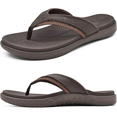 KuaiLu Flip Flops Sandalen Herren EU 45 Bequeme Orthopädische Zehentrenner für Männer mit Plantar Fasciitis Arch Support Rutschfest Sport Gummifußbett Sommer Beach/Pool Badelatschen
