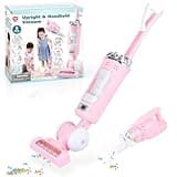 PLAY 2 in 1 Kinder Staubsauger Set, Elektrischer Staubsauger Spielzeug mit Eva-Granulat, Saugen und Soundfunktion, Staubsauger Putzset für Kinder, Jungen und Mädchen ab 3 Jahren (Rosa)