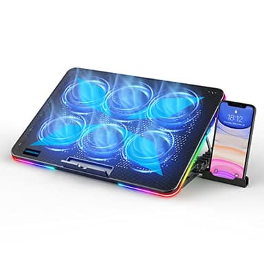 LIANGSTAR Laptop Kühler für 11,3-17 Zoll, 10 RGB Beleuchtung Modi & 7 Höhenverstellbar, 6 Leise Fans Starker Wind, Schnell Kühlendes Zubehör