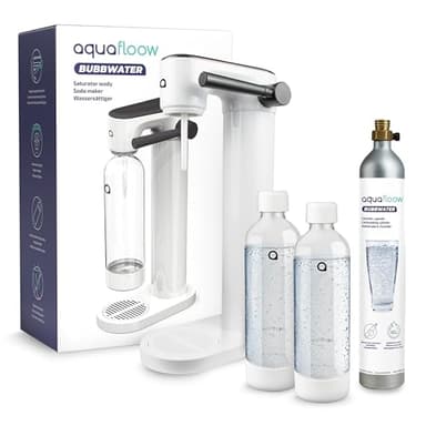 Aquafloow Wassersprudler Set – inkl. CO2-Zylinder & 2x 0,8L BPA-freie Flaschen – Trinkwassersprudler ohne Strom – Stilvolles Design für Zuhause & Büro – Water Carbonator