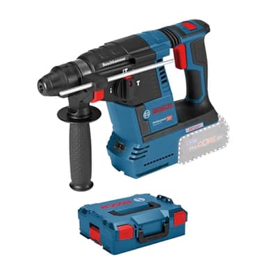 Bosch Professional 18V System Akku Bohrhammer GBH 18V-26 (SDS Plus, Bohr-Ø max: Beton/Stahl/Holz 26/13/30mm, inkl. Zusatzhandgriff, Tiefenanschlag 210mm, Maschinentuch, L-BOXX, ohne Akku/ Ladegerät)