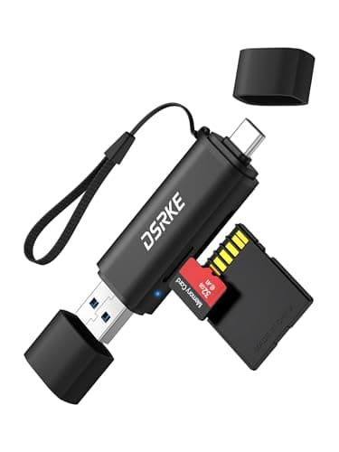 DSRKE SD Kartenleser, USB 3.0 & USB C Dual Stecker Kartenlesegerät, Aluminium Micro SD Adapter für SD, SDHC, SDXC, microSDHC, microSDXC Karten | Kompatibel mit iPhone 17/16/15, Android, Windows/macOS