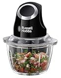 Russell Hobbs Zerkleinerer elektrisch Mini [Glasbehälter inkl. Aufbewahrungsdeckel] Matt Schwarz (500ml, Gemüsezerkleinerer, Mixer, Multi-& Universalzerkleinerer f. Gemüse, Obst & Fleisch) 24662-56