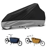 Lastenfahrrad Abdeckung, Cargo Bike Schutzhülle, Fahrradabdeckung wasserdicht aus 420D Oxford-Gewebe für einspurige Lastenräder, Regensichere, UV-beständige und reißfeste, 285x65x115 cm