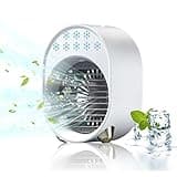 Luftkühler mit Verdunstungskühlung, Mini Klimaanlage Akku Portable, Mini Ventilator USB 4 in 1, Mobile Klimagerät ohne Abluftschlauch Leise Klimaanlage Mobil Klimagerät Conditioner Air Purifier (Weiß)
