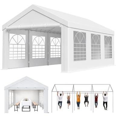 Homall Partyzelt 3x6,Metall Gestell Gartenzelt,Pavillon Wasserdicht 560g/m² PE-Plane,Zelt Stabil-18 Bodenhaken 4 Windfesten Seilen,UV-Schutz 50+Große Luxus Hochzeitszelt Gartenpavillon18m²,Weiß