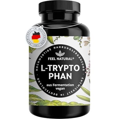 L-Tryptophan – 500mg pro Tagesdosis – hochdosiert mit 180 Kapseln für 6 Monate – aus Fermentation – vegan, in Deutschland entwickelt & laborgeprüft