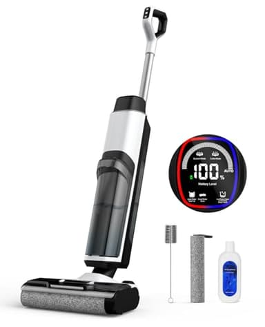 Nass Trockensauger Akku, 20.000 Pa kabelloser All-in-One Staubsauger mit wischfunktion, Sprachausgabefunktion, 890ml Dual-Wassertanks, Kantenreinigung<0.5cm, Selbstreinigung für Harte Boden,Tierhaare