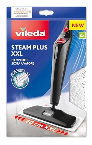 Vileda Steam XXL Ersatzpads | Mikrofaser Reinigungstücher für Dampfreiniger | Hygienisch & streifenfrei, entfernt 99,9% Bakterien, für alle Böden - Weiß | 2 Stück