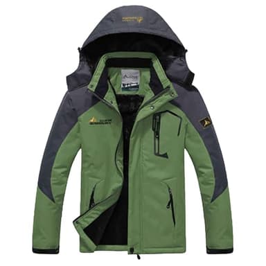 Generisch Herren Winter Wasserdichte Winddichte Winterjacke Warme Fleece-Futter Ski Regenmantel mit Kapuze