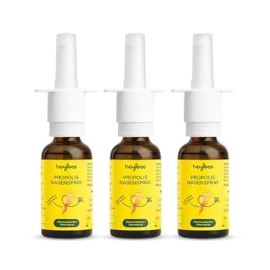 heybee® Propolis Nasenspray (3er Pack), ätherischen Ölen & Meersalz, natürlich abschwellend bei Schnupfen & Pollenallergie, ohne Gewöhnungseffekt, für Erwachsene und Kinder ab 6 Jahren
