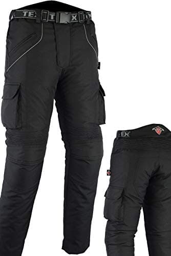 Texpeed Motorradhose mit protektoren herren - Textil Wasserdicht Motorroller Motorrad Bikerin Mit CE Schutz rüstung (EN 1621-1) - Schwarz - (L Taille/Regülar Bein)