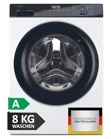 Haier Frontlader Waschmaschine 8kg I I-PRO SERIE 3 HW80-B14939 I Washing Machine mit A-Effizienz, 1.400 U/Min. & leisem Direktantrieb I Inkl. Dampfprogrammen, Mengenautomatik & Refresh-Programm