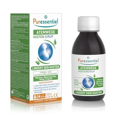 Puressentiel Atemwege - Hustensirup mit Pflanzen, ätherischen Ölen, Honig und Propolis - Hustenstiller - 100 Prozent natürliche Wirkstoffe, 125 ml