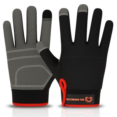WESTWOOD FOX Leichte Arbeitshandschuhe, Herren Damen Multifunktionale Arbeitshandschuhe mit Handflächenschutz Gartenarbeit Bauarbeitshandschuhe Touchscreen Strapazierfähige (Schwarz, L)