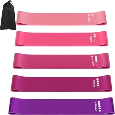 Fitnessbänder, widerstandsbänder 5er Set, 5 Verschiedene Stärken trainingsbänder mit Übungsanleitung & Tragebeutel, Resistance Bands Set für Yoga, Muskelaufbau, Pilates, Fitness, Dehnen