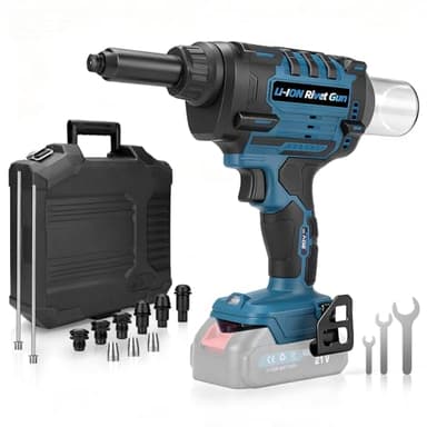 Akku Nietzange kompatibel mit Makita 18V Akku, 10,000N Nietpistole Bürstenlose Automatischer Elektrische Popnietenzange für 2,4-6mm Aluminium- & 2,4-4,8mm Stahl-Blindnieten, 25mm Hublänge(ohne Akku)