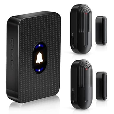 DAYTECH Kabelloser Türalarmsensor, Tür-Offenalarm, Eingangsalarm für Zuhause, Geschäft, Büro, Sicherheit, 100 m Reichweite, 55 Klingeltöne, 5 Lautstärke, 1 Empfänger und 2 Sensoren