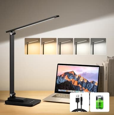 One Fire Kabellose Schreibtischlampe, 10 Helligkeit+5 Leuchtmodi, touch+rechargeable, 3600 mAh, flexibel+Augenschutz