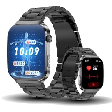 oodisnei Smartwatch Herren mit EKG+HRV Fitnessuhr: 2.2" AMOLED mit Bluetooth Telefonfunktion Smart Watch 24H Herzfrequenz SpO2 Blutdruck Schrittzähler IP68 wasserdichte Uhr