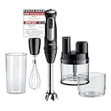 Braun MultiQuick 5 Pro MQ55755M, Stabmixer mit 25 Geschwindigkeitsstufen, Easy Click System Plus, 1000W, Schwarz inkl. Mini Küchenmaschine, Zerkleinerer, Schneebesen, Mix- und Messbecher (600 ml)