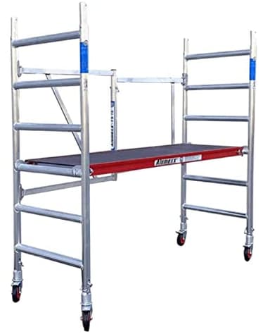 Alumexx FS 75 Klappgerüst (Red-Line) - Zimmergerust - Arbeitsgerüst - Baugerüst - Alu Gerüst - Roll Gerüst - Tragfähigkeit: 375 kg (Type A (3m Arbeitshöhe))