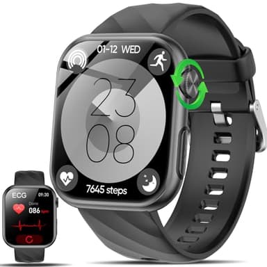 2026 Neu Smartwatch EKG+HRV/BMI/Harnsäure/ΒΙυtｚυcker Herren Damen, 1.97'' AMOLED Gesundheitsuhr mit Bluetooth Anrufe, 24H Herzfrequenz/Blutdruck/Schlafmonitor/SOS-Notruf Fitnessuhr für Android iOS