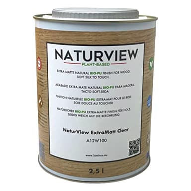 NATURVIEW Wasserbasierter Bio-Polyurethanlack für Holz im Innenbereich. Soft-Seiden-Touch (2,5 l, Ultra Matt) - Holzlack
