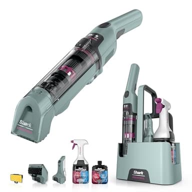 Shark StainForce Kabelloser Fleckenentferner, Tragbarer Flecken-, Waschsauger und Geruchsentferner für Teppichböden, Polstermöbel und mehr, mit Aufbewahrungsbox, Zubehör und 2 × Reiniger, HX100EUCP