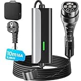 Zyncove Ladekabel Elektroauto Typ 2 Schuko: 3,68kW [1-phasig, 10m, 16A] Mobile Wallbox Ladestation Mit LED-Anzeigelampe, EV Charger Ladegerät für Model 3/Y, Enyaq, ID.3, ID.4, und Anderen PHEVs/EVs