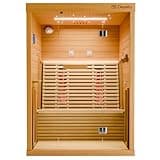 Dewello® Infrarotkabine Infrarotsauna Palermo 135x120 für 1-2 Personen aus Hemlockholz, Vollspektrumstrahler, Bodenstrahler, LED-Farblicht und Beleuchtung, Bluetooth