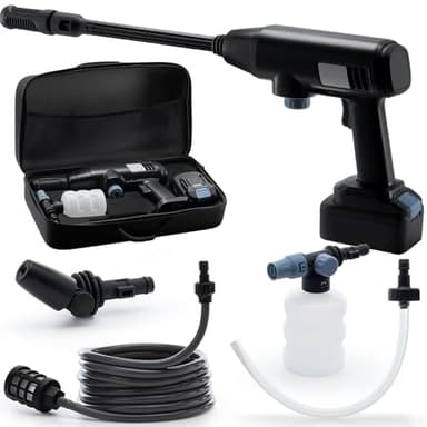 Trisruvian Akku Hochdruckreiniger 725PSI Hydroblast: Mobiler Kabelloser Druckreiniger mit 21V 4.0Ah Akku & Pistole | Selbstansaugend für Auto/Fahrrad/Terrasse/Balkon/Camping