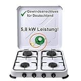 Campingkocher Propan Gaskocher 4 flammig mit Gasregler und Gasschlauch