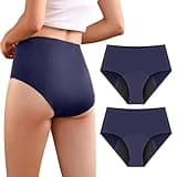 Carer 2er-Pack Inkontinenz-Slip für Damen mit hoher Saugfähigkeit Periodenunterwäsche für Tag und Nachtschutz Hoch taillierte schützende Menstruationsslips 50ml bis 100 ml Blau M