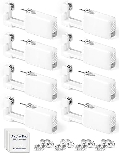 Yiorxu 8 Stück Ohrlochpistole,Piercing Set Einweg Steril Sicherheits Ohrringe Selber Stechen, Piercing Pistole Studs für Damen Herren Mädchen Jungen
