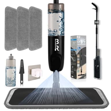 Wischer mit Sprühfunktion BUUROOHM Bodenwischer mit Sprühfunktion mit Nachfüllbare Flaschen waschbarer Mikrofaser-Wischbezug Bodenreinigung ohne Eimer 360 Grad Rotierender für alle Hartböden