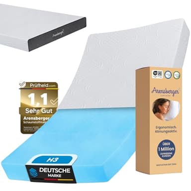 Arensberger Matratze Anna 180x200cm Höhe 13cm | NANOCELL® Gel-Schaum | Mittelfest H3 | Premium-Bezug 240g/m² | 60°C waschbar | Kaltschaum-Matratze 180x200 | Note 1,1 | Öko-Tex Zertifiziert