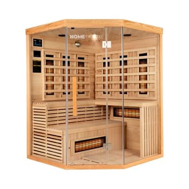 Home Deluxe – Infrarotkabine Sahara XXL – 150 x 150 x 200 cm - für 2-3 Personen, 8 Vollspektrumstrahler, Holz: Hemlocktanne I Infrarotsauna, Sauna, Wärmekabine, Infrarot