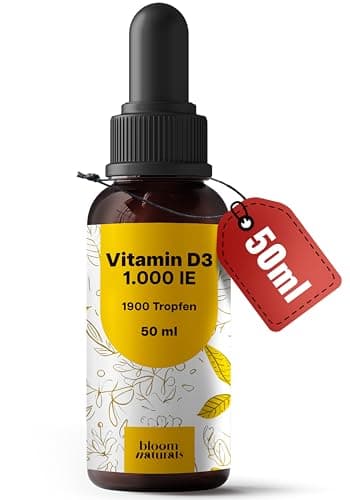 Vitamin D3 Tropfen hochdosiert - 50 ml - 1.000 IE D3, Vitamin D produziert in Deutschland - Verpackung kann variieren