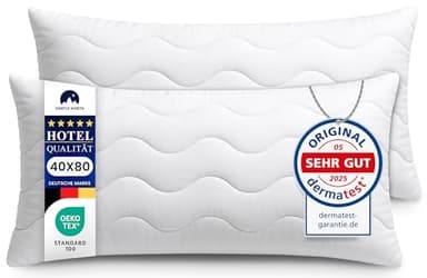 Gentle North Hochwertige Kopfkissen 40x80 cm groß in Hotelqualität - 2er Set Flauschige, gut gefüllte Schlafkissen für Allergiker geeignet (Ökotex 100 Zertifiziert) - 60° Waschbar