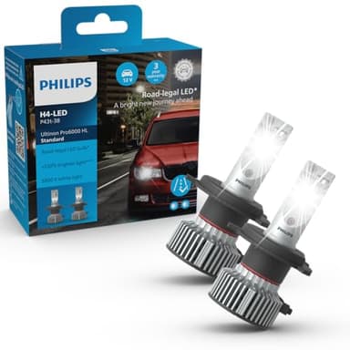 Philips Ultinon Pro6000 Standard H4-LED Scheinwerferlampe mit Straßenzulassung*, +220% helleres Licht**