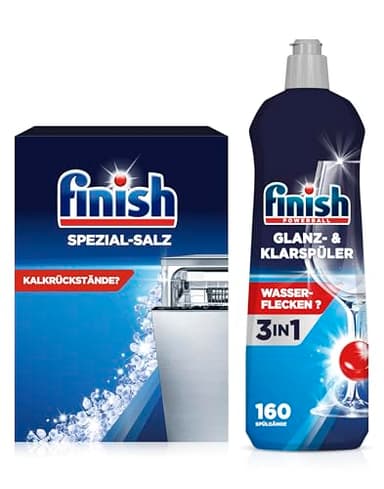 Finish Spülmaschinenpflege SET, Klarspüler 800ml & Spezial Salz 1,2 Kg