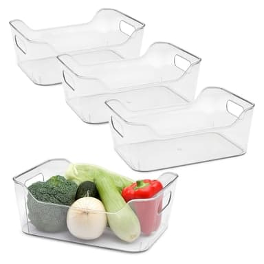 Spetebo Kunststoff Kühlschrank Organizer 25 x 18 cm transparent - 4er Set - Aufbewahrungsbox für die Küche lebensmittelecht - Lebensmittel Sortierbox Ordnungskorb Obst Gemüse Schale durchsichtig
