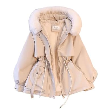 Duohropke Winterjacke Damen mit Kunstpelz Kapuzen Wintermantel Warm Gefüttert Jacke Mantel Frauen Winter Jacken Mit Reissverschluss Knöpfen Übergangsjacke Daunenjacke Steppjacke Kapuzenjacke