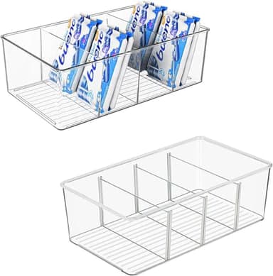 AIYULONG 2er Set Kühlschrank Organizer,Küchen Organizer mit 4 Fächern, Schubladen organizer Küche Stapelbare Lebensmittel aufbewahrungsbox für Tee,Gewürze,snack