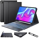 Earto Tastatur Hülle für iPad Air 11 Zoll 2024, iPad Air 11(M3/M2), 7-Farbige Beleuchtung, QWERTZ-Tastatur mit Touchpad für Pro 11, Air 5/4 10.9, Schwarz